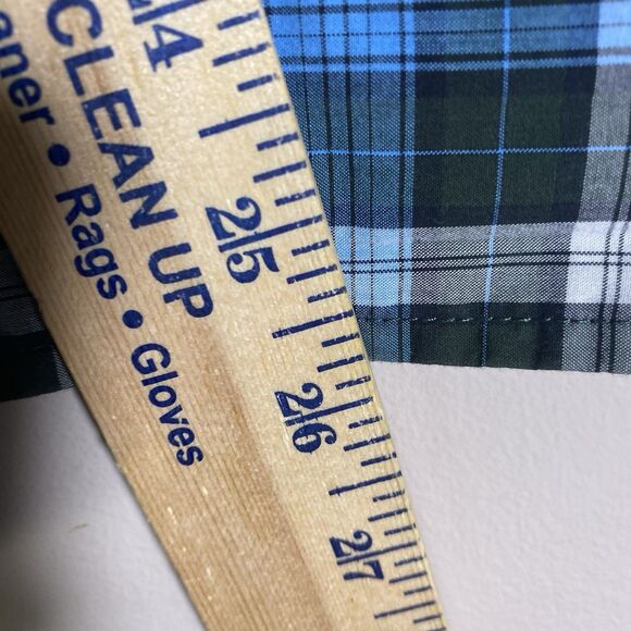 LL Bean Signature Shirt Men XL  Slim Fit Blue Gray Plaid Button Up Oxford Cotton - Picture 9 of 9